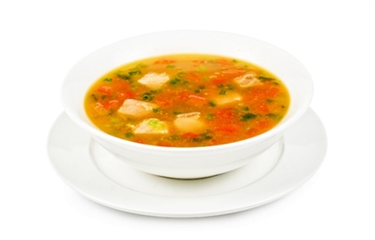 Суп из морепродуктов с острыми сухариками