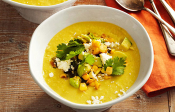 Сладкий суп с кукурузой и гуакамоле